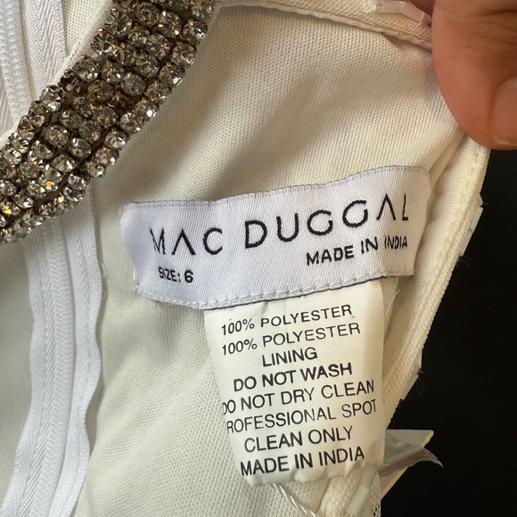 NWT Mac Duggal White Beaded Sleeveless High Neck Column Gown - Picture 7 of 7